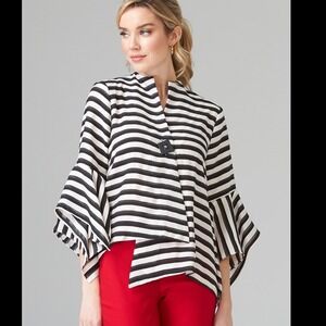 Joseph Ribkoff Striped Blouse Jacket Style Womens 20 Black White New With Tags
